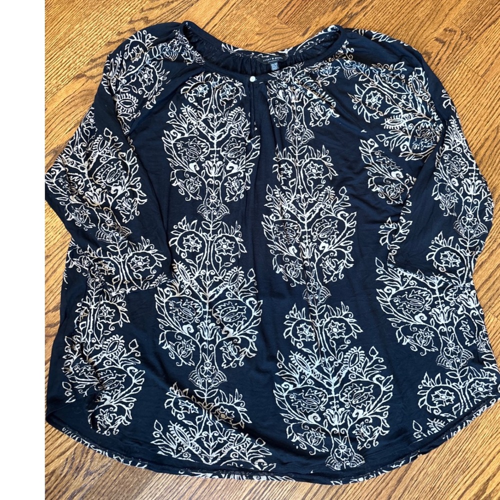Lucky Brand Black Boho Top Size 3X - Picture 3 of 9